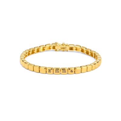 Mia Tennis Cube Initials Bracelet [18K Gold Vermeil]