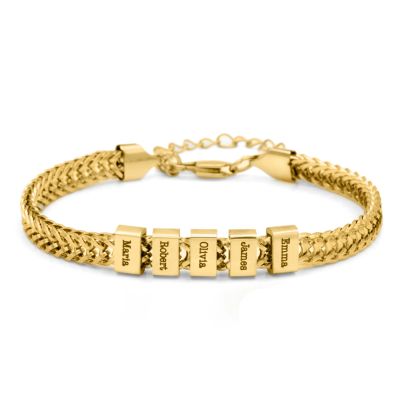 Bracelet Gravé Chaîne Tressée pour Homme [Plaqué Or 18ct]
