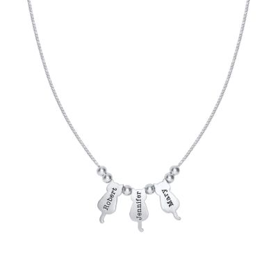 Collier Perfection Féline avec Noms [Argent 925]