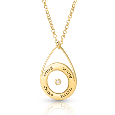 Floating Teardrop Diamond Name Necklace [18K Gold Vermeil]