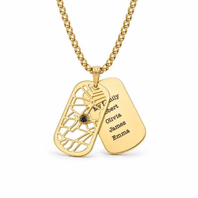Collier Plaque Carte avec Prénom pour Homme - Plaqué Or 18ct