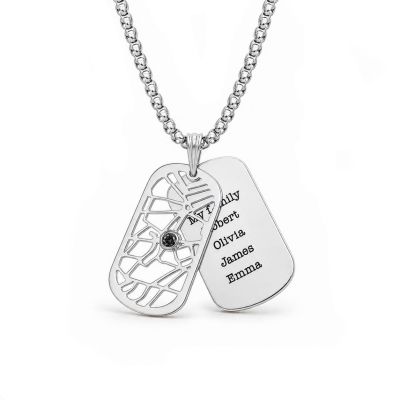 Map Tag Men Name Necklace [Silver]