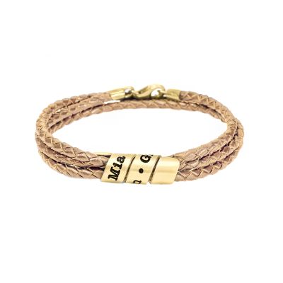Family Name Bracelet for Women - Gold Plated [Natural Leather]