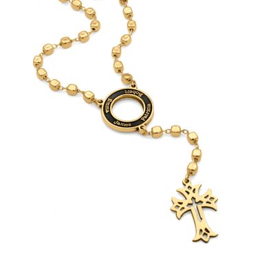 Eternity Circle Cross Necklace with Names - Dark Circle [18K Gold Vermeil]