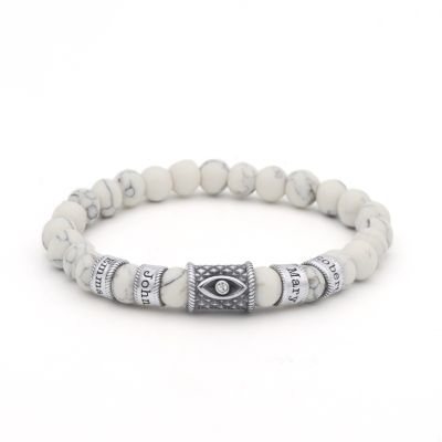Howlite Evil Eye Women Name Bracelet With Diamond [Sterling Silver]