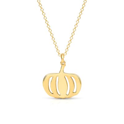 Verzauberte Herbstkette mit Kürbis Anhänger [750er Gold Vermeil]