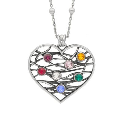 Collier Cœurs Chéris avec Pierres de Naissance [Argent 925]