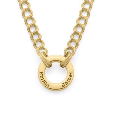 Collier Gourmette Cercle de Famille avec Prénoms [Plaqué Or 18ct]