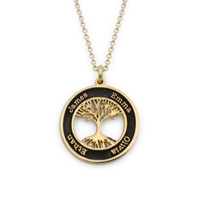 Lebensbaum Kette mit Gravur [750er Gold Vermeil]