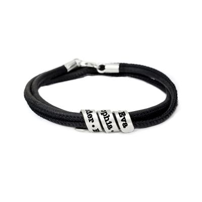 Familienkreis Armband mit Gravur für Damen - Sterlingsilber [Schwarzes Wildleder]