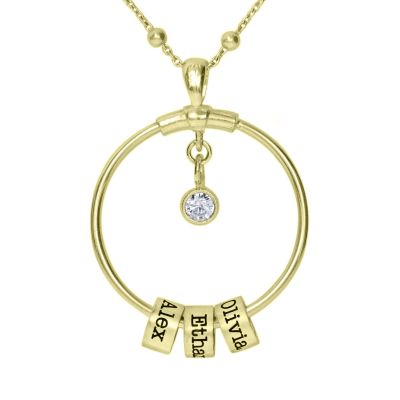 Collier Cercle Familial Diamant Avec Noms [Vermeil 18ct]