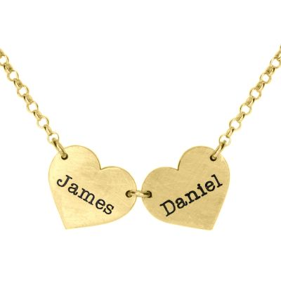 Family Hearts Name Necklace [18K Gold Plated]