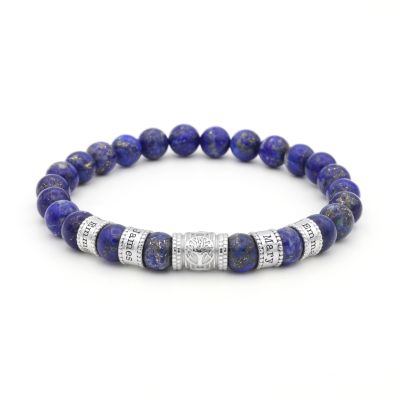 Family Tree Men Name Bracelet with Lapis Lazuli Stones [Silver]