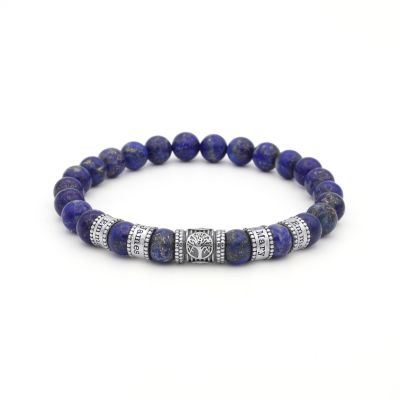 Bracelet Lapis Lazuli Prénom avec Arbre Familial pour Homme