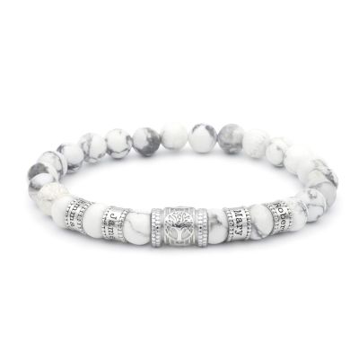Bracelet Howlite Prénoms avec Arbre Familial pour Homme