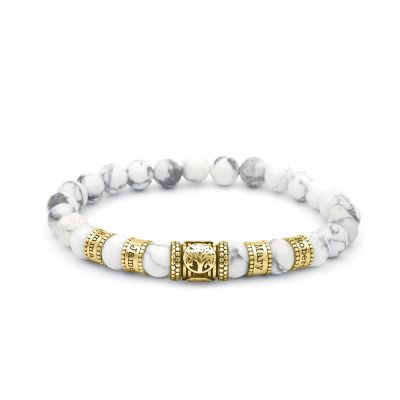 Family Tree Women Name Bracelet With Howlite Stones [18K Gold Vermeil]