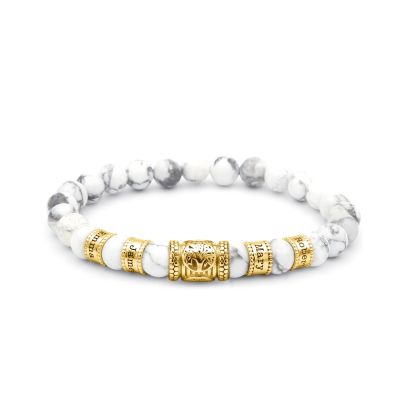 Familienbaum Damenarmband aus Howlith mit Gravur [750er vergoldet]