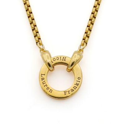 Collana del Padre con Nome a Catena a Forma di Cerchio - Placcata Oro 18 Carati