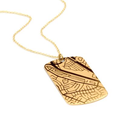 Map Tag Necklace For Men - 14 Karat Gold
