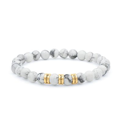Bracciale da Donna con Nome in Howlite [Placcato Oro 18kt]