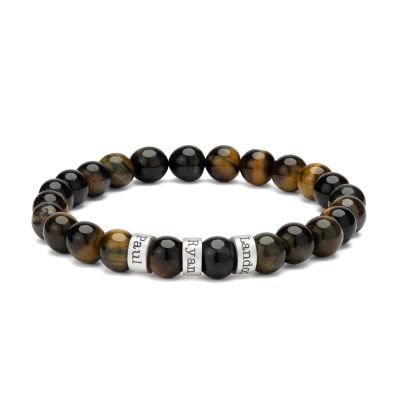 Bracciale da Uomo con Nome in Pietra Occhio di Tigre Verde