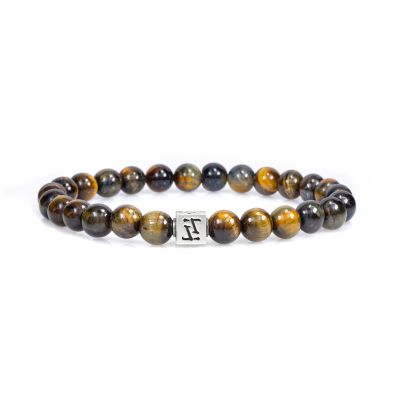 Classic Green Tiger Eye Men Bracelet - Sterling Silver