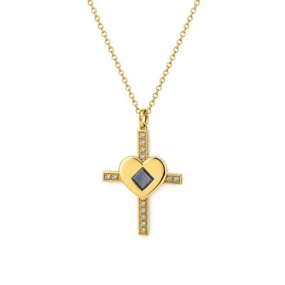 Heart Cross Bible Necklace [Gold Plated]