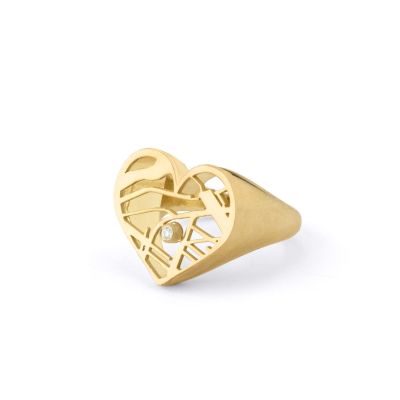 Siegelring mit Herzkarte [750er Gold Vermeil]