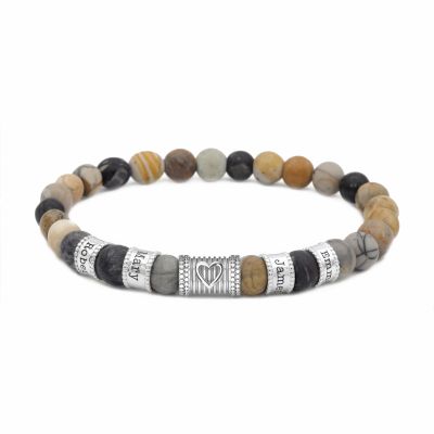 Bracelet Liens du Cœur Jaspe Picasso - Argent