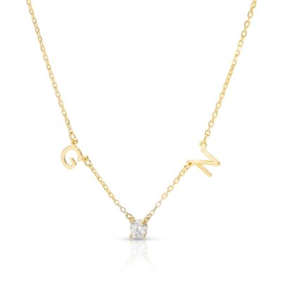 Helena Initials Necklace with 0.3 ct Diamond [14 Karat Gold]