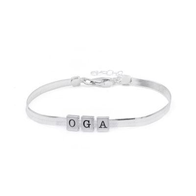 Bold Initials Herringbone Bracelet [Sterling Silver]