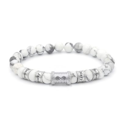 Howlith Unendlichkeit Damenarmband mit Gravur [Silber]