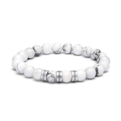 Howlite Women Name Bracelet [Silver]