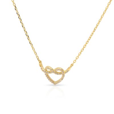 Ties Of Heart Crystal Necklace [18K Gold Plated]