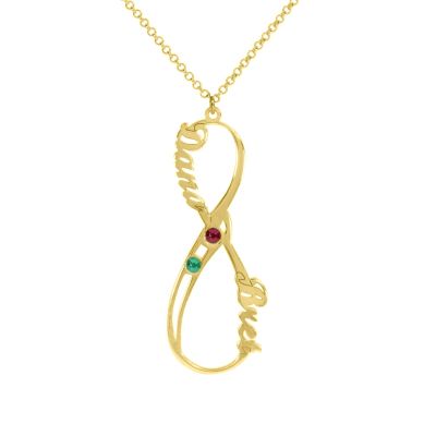 Infinite Love Name and Birthstone Necklace [18K Gold Plated]