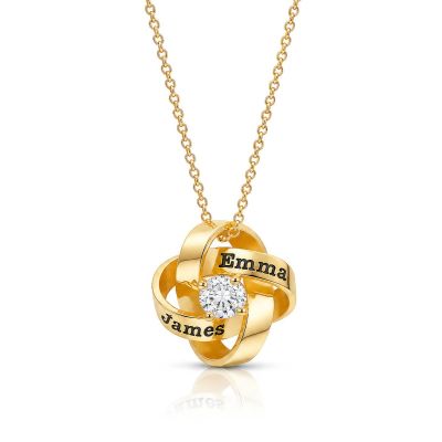 Collier Prénoms Fleur Infini avec Moissanite - Vermeil 18ct