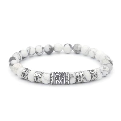 Bracciale di Howlite con Legami di Cuore [Argento 925]