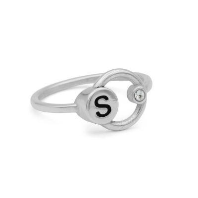 Bague Initiale Karma Cercle avec Diamant [Argent 925]