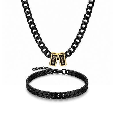 Last Minute Gift - Dark Cuban Set For Men [Gold Plated]