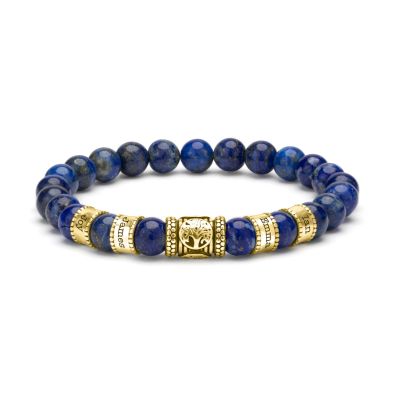 Bracelet Prénom Femme Arbre Familial avec Pierres de Lapis-Lazuli – Plaqué Or 18ct