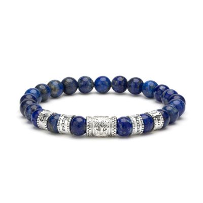 Bracelet Prénom Femme Arbre Familial avec Pierres de Lapis-Lazuli – Argent