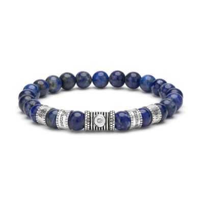 Lapis Lazuli Women Name Bracelet with 0.30 ct Diamond [Sterling Silver]