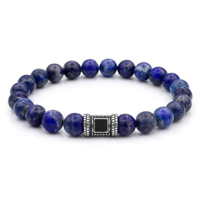 Lapis Lazuli Women Bracelet with Nano Bible [Silver]