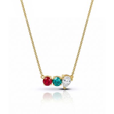 Collier Talisa Stars avec Pierre de Naissance en forme de Larme et Diamant - Plaqué Or 18ct