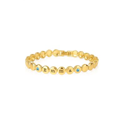 Mia Tennis Armband mit Initialen, Edelsteinen und einem Statement [750er Gold Vermeil]