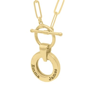 Collier Reliés Ensemble avec Prénom [Maille Trombone / Plaqué Or 18 Carats]
