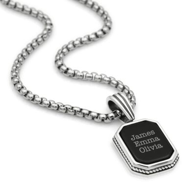 Collar de Onix Negro Lucas para Hombre con Nombres 