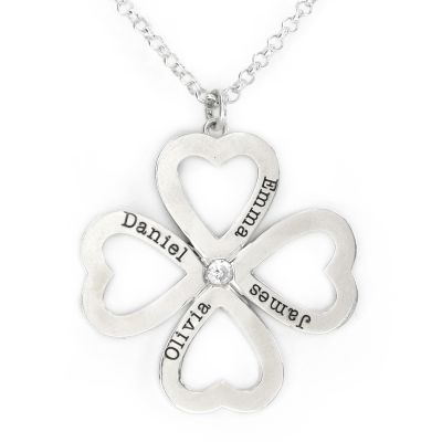 Collier Coeur-Trèfle avec Prénom [Argent 925]