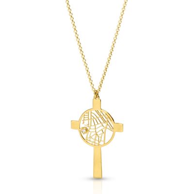 Heiliger Ort Karte Halskette [750er Gold Vermeil]