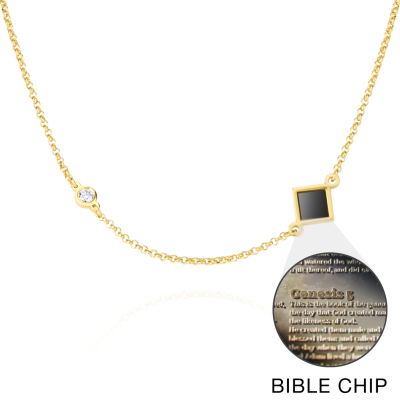Collier Maria Diamant avec Nano Bible - Plaqué Or 18ct